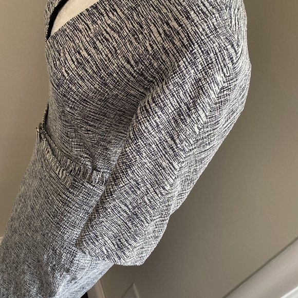 Victoria Beckham Space Dyed Black White Cotton-Blended Belted Sheath Dress - Picture 5 of 16